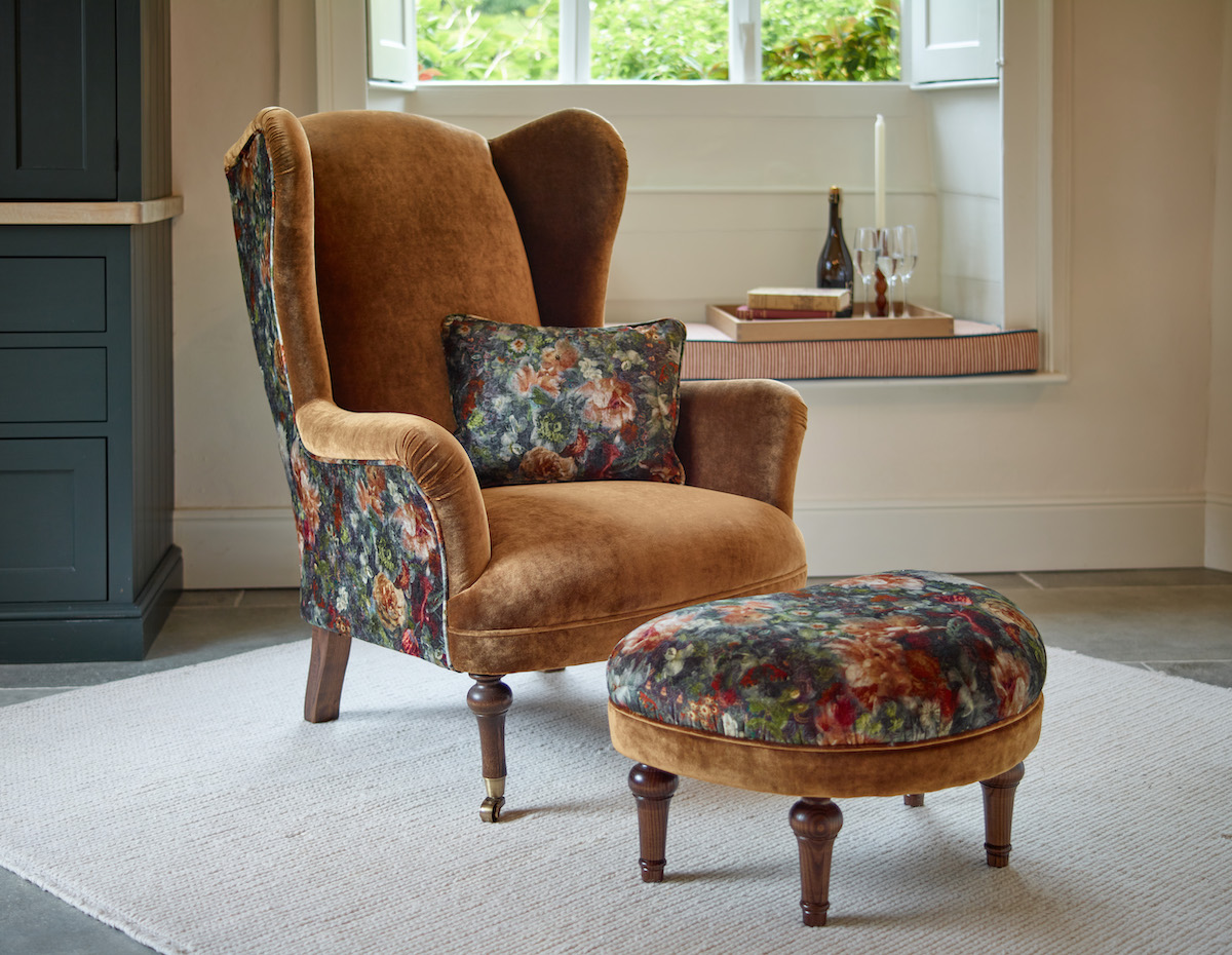Tetrad Crawford wing-back chair and footstool
